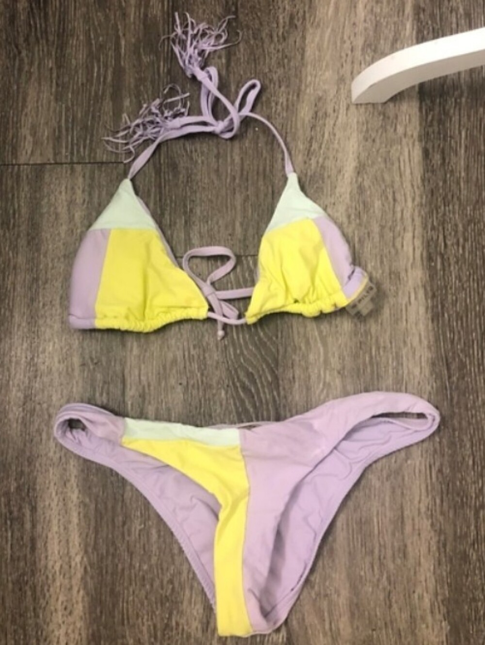 PilyQ Pastel Women's Color Block Bikini Set Sz L